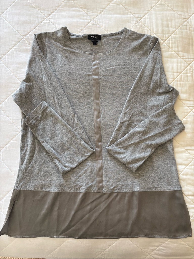 Worth Grey Knit Top With Silk Trim
